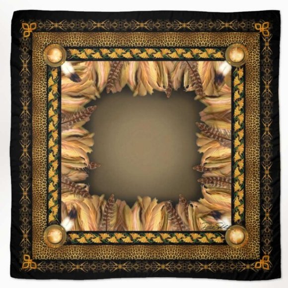 Egyptian Dream Catcher Tribal Wedding Shawl, Chiffon Oversized Square Scarf - Picture 1 of 13